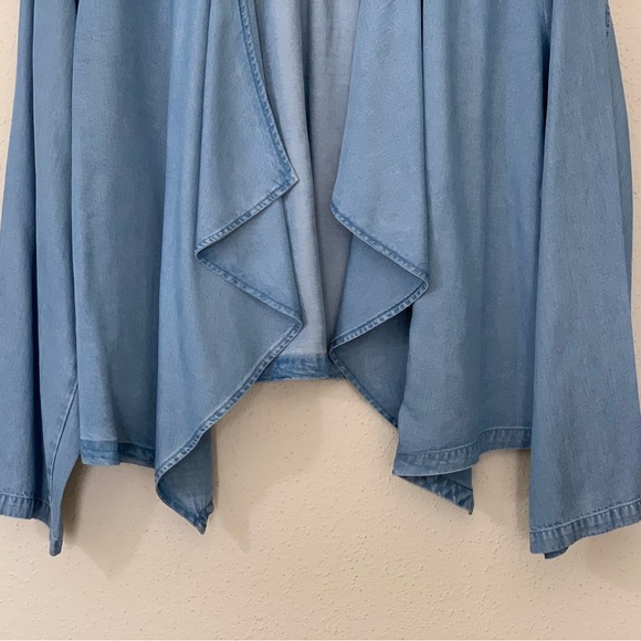Soft Surroundings Fontanne Chambray Tencel Collared Jacket Blue Layer Size 3X - Picture 6 of 12